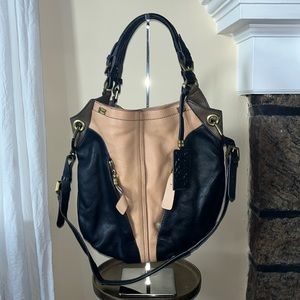 ORYANY Black/Tan Multi Leather VICTORIA Convertible Boho Tote Bag